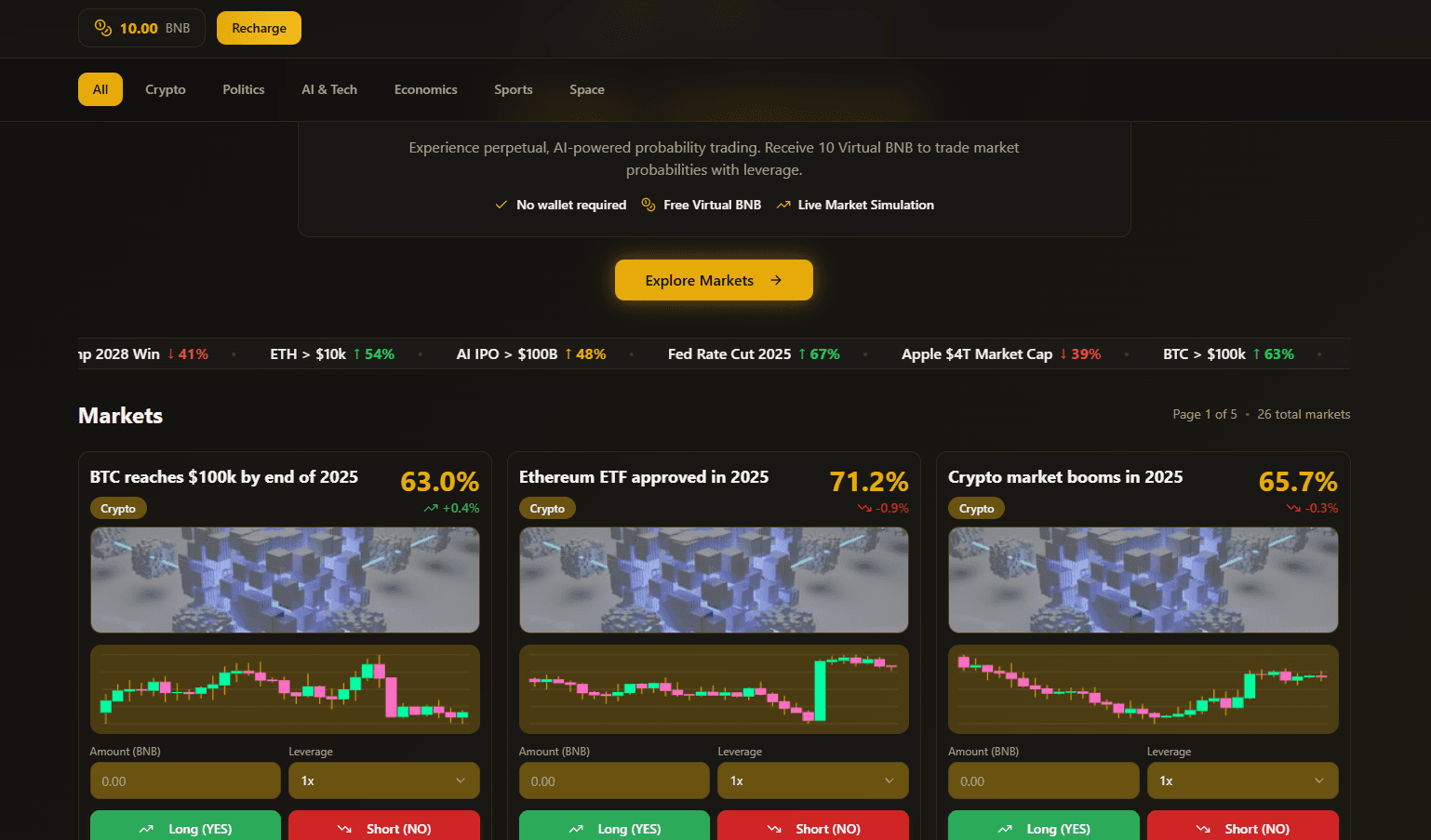 Prediction Market Perpetual Trading Platform Demo